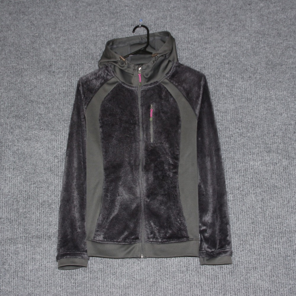 Classic Sport Women‎ Full Zip Hoodie Jacket Gray Faux Fur Trim Size Medium